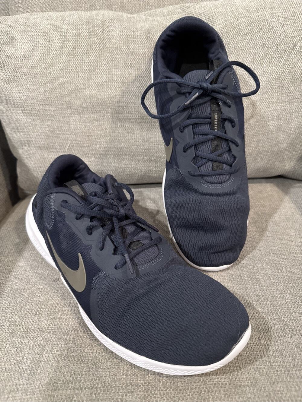 Nike Mens Flex Experience Blue Gray White Lace Up Athletic Shoes Sz 14 TT Nice
